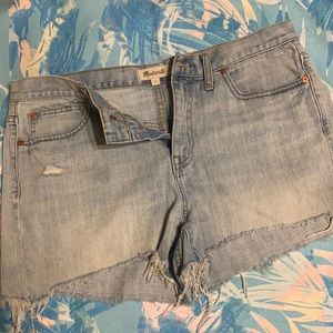 Madewell Light Wash Distressed Denim Shorts